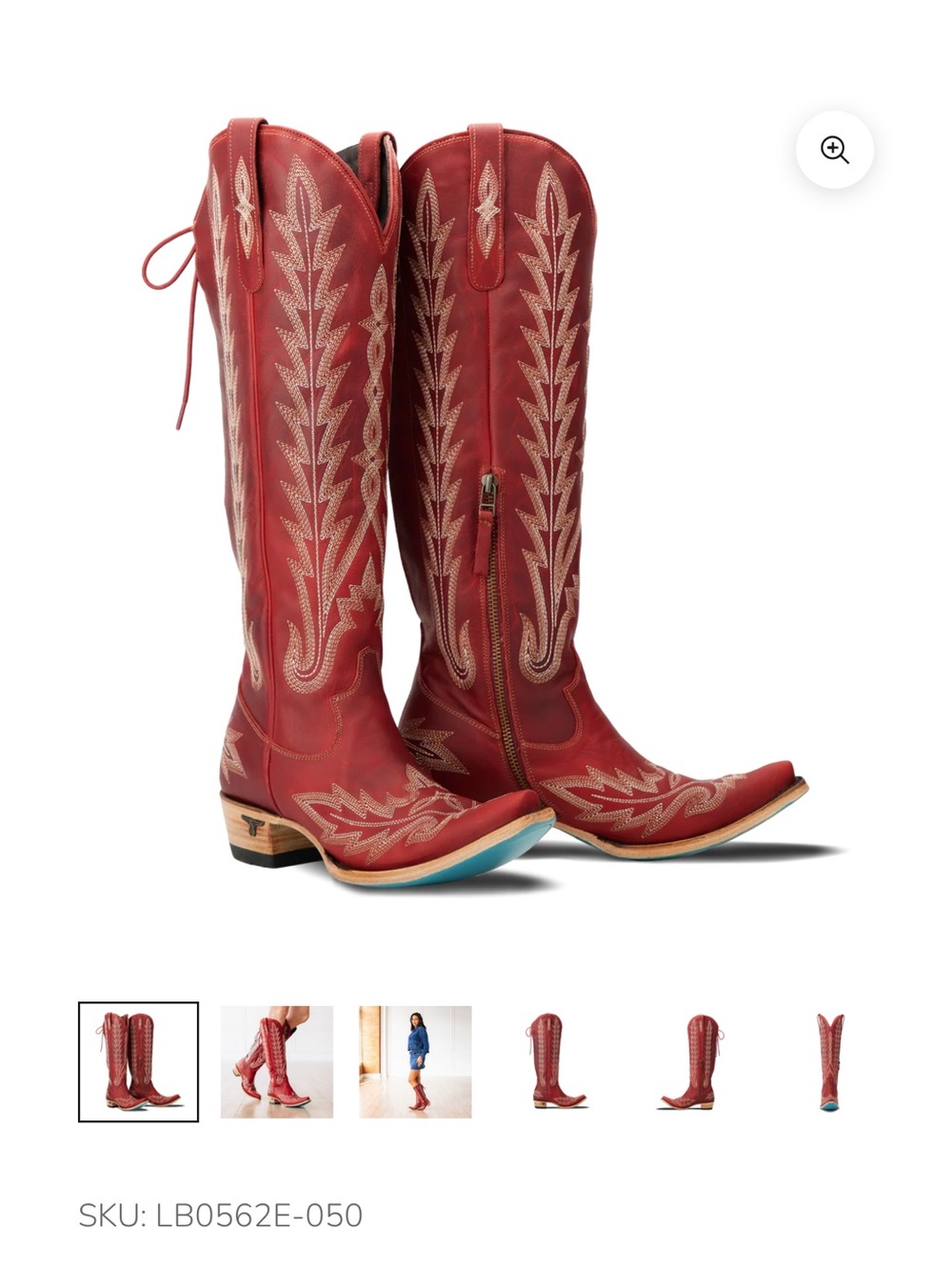Red Embroidered Western Knee-High Boots